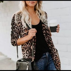 Leopard Button Down Cardigan Size XL